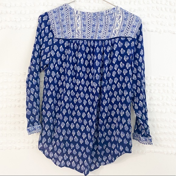 Lucky Brand royal blue paisley printed button up s - Picture 4 of 10